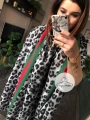 Szal chusta GREEN LEOPARD zwierzęcy motyw