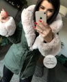 Zimowa parka KHAKI premium beżowe futro sztuczne xs-l