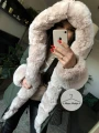 Zimowa parka KHAKI premium beżowe futro sztuczne xs-l