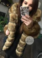 Zimowa granatowa parka Premium natural brązowe futro sztuczne XS-L