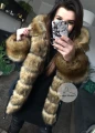 Zimowa granatowa parka Premium natural brązowe futro sztuczne XS-L