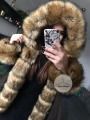 Zimowa granatowa parka Premium natural brązowe futro sztuczne XS-L