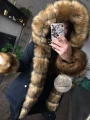 Zimowa granatowa parka Premium natural brązowe futro sztuczne XS-L
