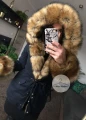 Zimowa granatowa parka Premium natural brązowe futro sztuczne XS-L