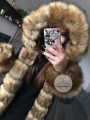 Zimowa granatowa parka Premium natural brązowe futro sztuczne XS-L