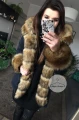 Zimowa granatowa parka Premium natural brązowe futro sztuczne XS-L