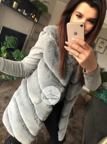 Kamizelka futro sztuczne szara GREY