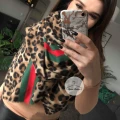 Szal chusta RED LEOPARD zwierzęcy motyw
