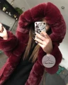 Zimowa BORDOWA parka Premium bordowe futro sztuczne XS-L