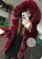 Zimowa BORDOWA parka Premium bordowe futro sztuczne XS-L