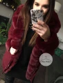 Zimowa BORDOWA parka Premium bordowe futro sztuczne XS-L