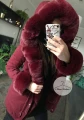 Zimowa BORDOWA parka Premium bordowe futro sztuczne XS-L