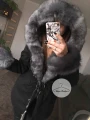 Zimowa parka Premium czarna grafitowe futro sztuczne XS-L