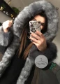 Zimowa parka Premium czarna grafitowe futro sztuczne XS-L