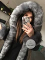 Zimowa parka Premium czarna grafitowe futro sztuczne XS-L
