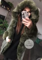 Zimowa parka Khaki Premium zielone futro sztuczne XS-L