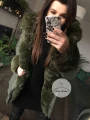 Zimowa parka Khaki Premium zielone futro sztuczne XS-L