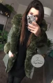 Zimowa parka Khaki Premium zielone futro sztuczne XS-L