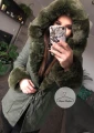 Zimowa parka Khaki Premium zielone futro sztuczne XS-L