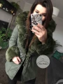 Zimowa parka Khaki Premium zielone futro sztuczne XS-L