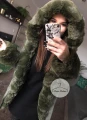 Zimowa parka Khaki Premium zielone futro sztuczne XS-L