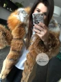 Długa Beżowa Parka Rudy Lis z Futrem Naturalnym
