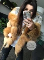 Krótka parka w kolorze rudym z naturalnym futrem
