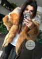 Krótka parka w kolorze rudym z naturalnym futrem