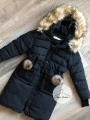 Czarny ocieplany płaszcz zimowy SNOWFLAKE S-XL