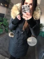 Czarny ocieplany płaszcz zimowy SNOWFLAKE S-XL
