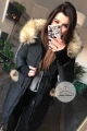 Czarny ocieplany płaszcz zimowy SNOWFLAKE S-XL