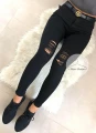 Czarne spodnie jeansowe z dziurami i przetarciami Black
