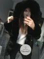 Czarna zimowa parka Premium ortalionowa z czarnym futrem sztucznym