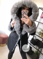 Zimowa parka Premium CZARNA ortalionowa szare futro sztuczne S-XXL