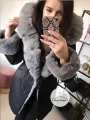 Zimowa parka Premium CZARNA ortalionowa szare futro sztuczne S-XXL