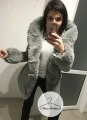 Ortalionowa parka zimowa Premium z szarym futrem sztucznym