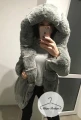 Ortalionowa parka zimowa Premium z szarym futrem sztucznym