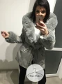 Ortalionowa parka zimowa Premium z szarym futrem sztucznym