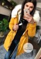Parka Really ortalionowa musztardowa ze sztucznym futrem