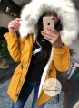 Parka Really ortalionowa musztardowa ze sztucznym futrem