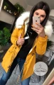 Parka Really ortalionowa musztardowa ze sztucznym futrem