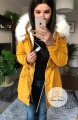 Parka Really ortalionowa musztardowa ze sztucznym futrem