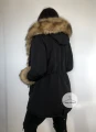 Zimowa czarna parka Winter natural brązowe futro sztuczne XS-L