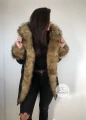 Zimowa czarna parka Winter natural brązowe futro sztuczne XS-L