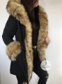 Zimowa czarna parka Winter natural brązowe futro sztuczne XS-L