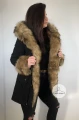 Zimowa czarna parka Winter natural brązowe futro sztuczne XS-L