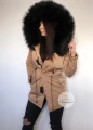 Kurtka parka beżowa ze sztucznym futrem Camel