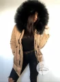 Kurtka parka beżowa ze sztucznym futrem Camel