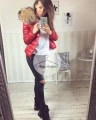 Kurtka pikowana czerwona z futrem naturalnym