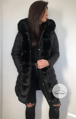 Dwustronna kurtka zimowa Alaska czarna z futrem sztucznym Black
